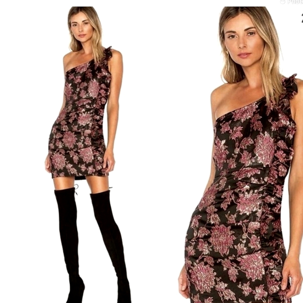 Floral Brocade Jacquard Cocktail Dress - For Love And Lemons - Picture 2 of 9